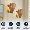 JONATHAN Y JYL5709A-SET2 Elodie 11.5″ Vintage Coastal 1-Light Rattan Scallop Shell LED Wall Sconce for Bedroom, Living Room, Hallway, Entryway, Home Office, Brown/Gold Painting (Set of 2)