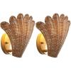 JONATHAN Y JYL5709A-SET2 Elodie 11.5″ Vintage Coastal 1-Light Rattan Scallop Shell LED Wall Sconce for Bedroom, Living Room, Hallway, Entryway, Home Office, Brown/Gold Painting (Set of 2)