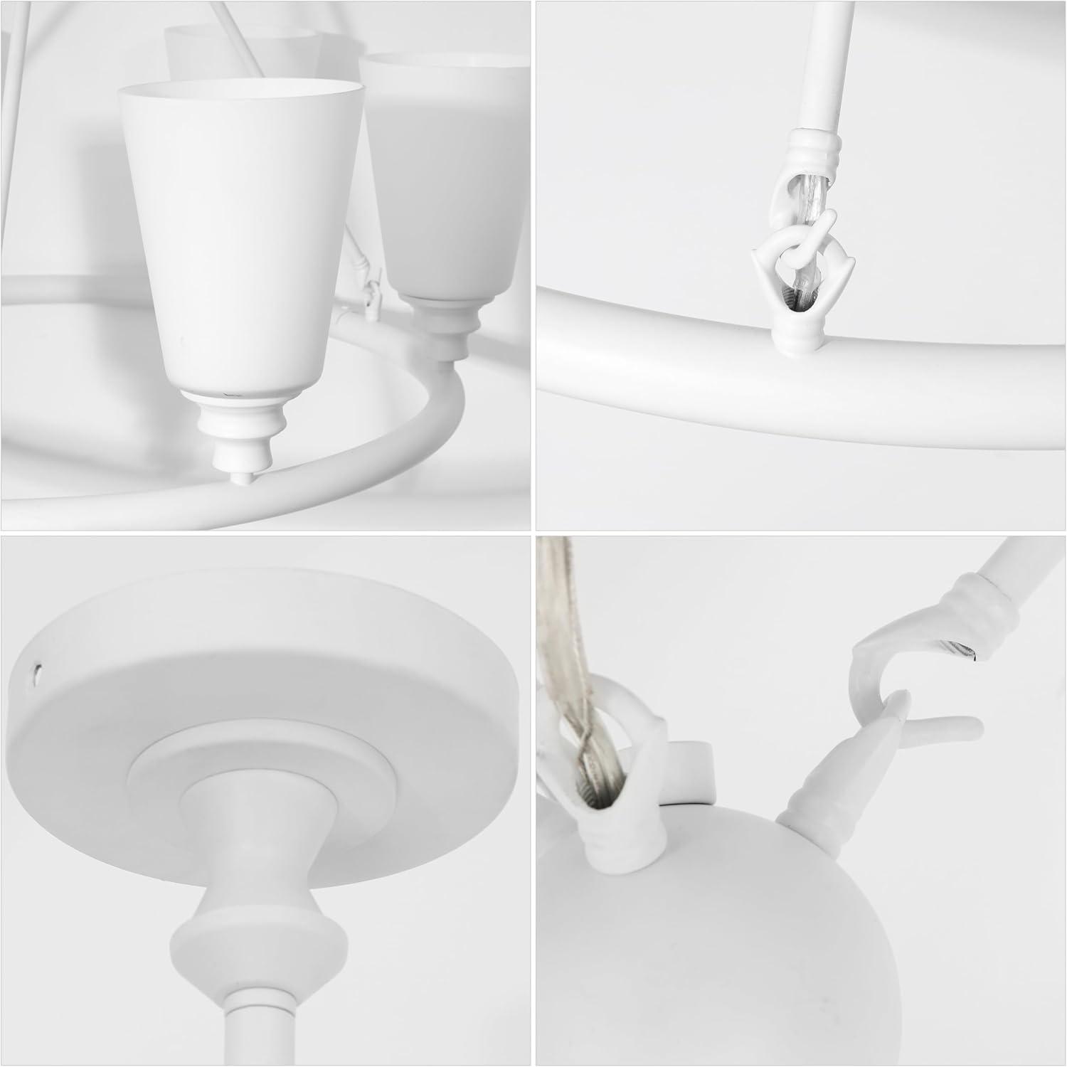 imageJONATHAN Y JYL5800A Denis 275quot 6Light Modern Minimalist IronGlass LED Chandelier for Dining Room Entryway Living Room Office Bedroom White