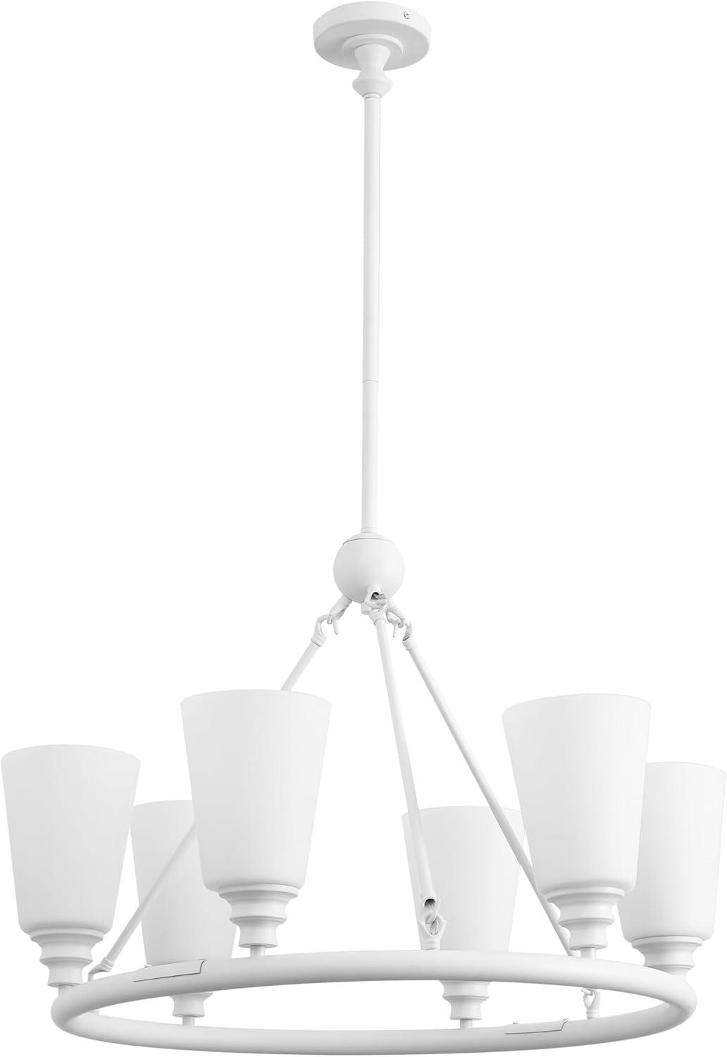imageJONATHAN Y JYL5800A Denis 275quot 6Light Modern Minimalist IronGlass LED Chandelier for Dining Room Entryway Living Room Office Bedroom White