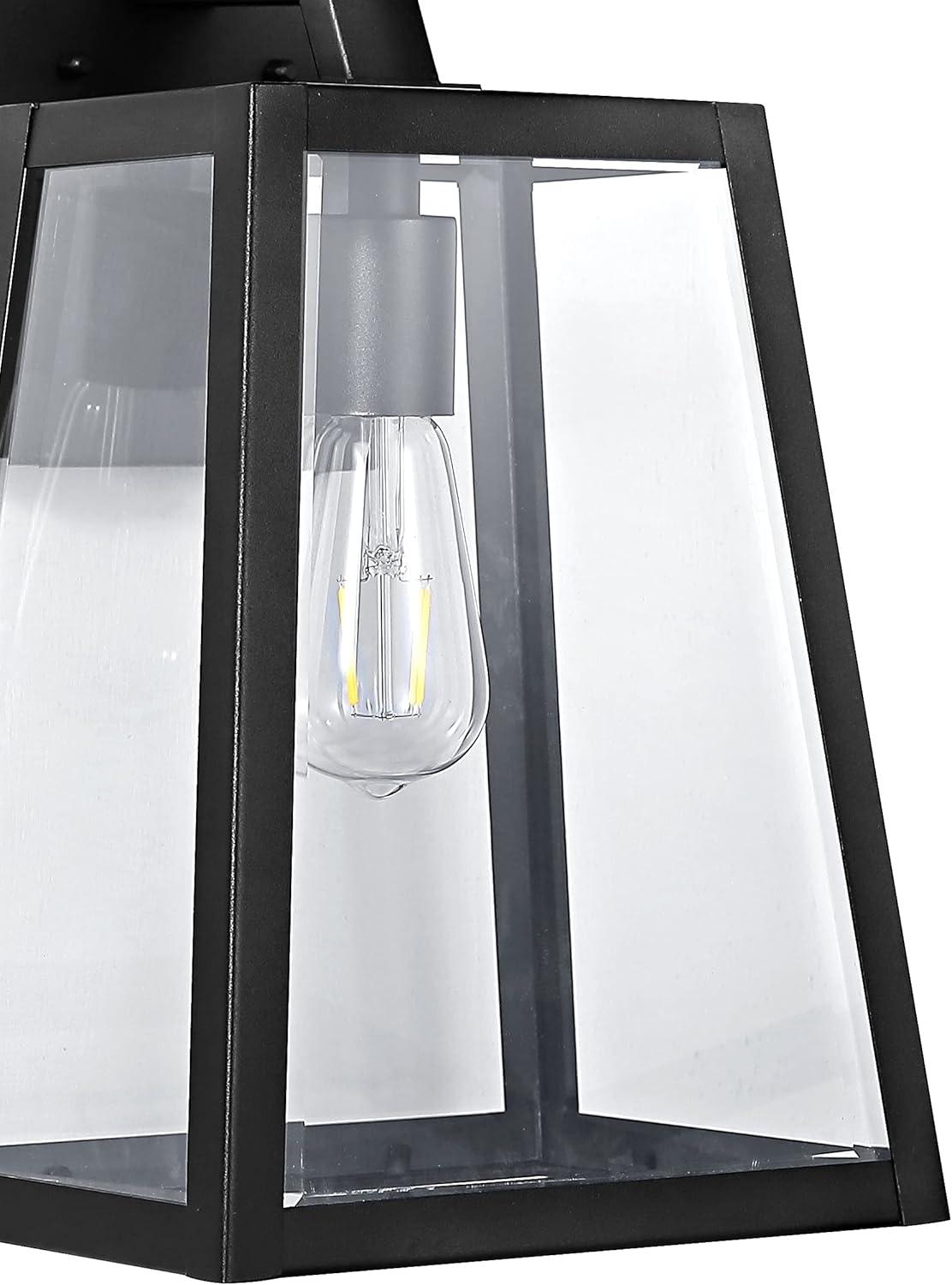 imageJONATHAN Y JYL7603A Pasadena 9quot IronGlass Modern Industrial Angled LED Outdoor Lantern Contemporary Transitional Rustic Garage Patio Porch Doorway Entryway Black 9 in