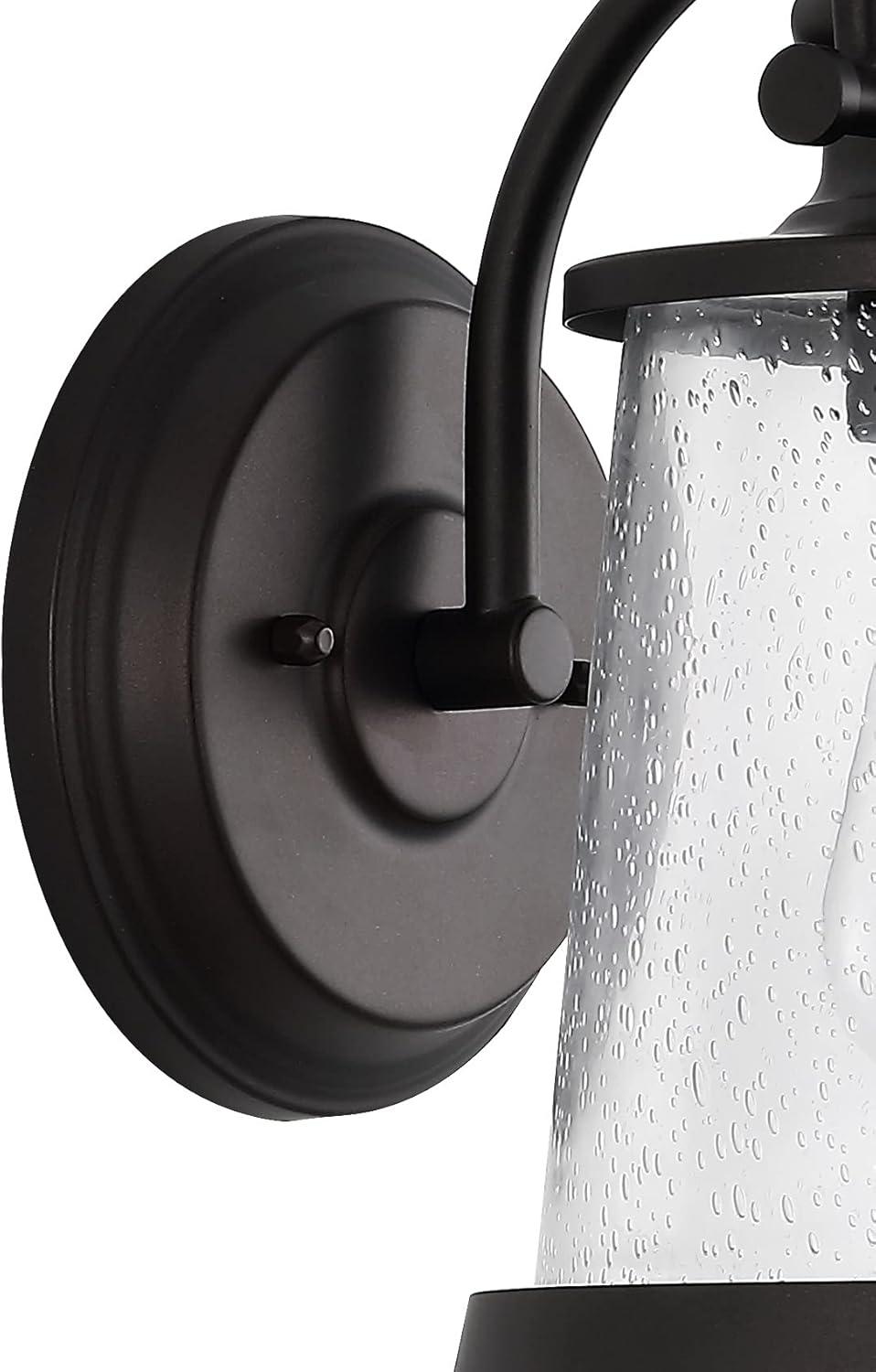 imageJONATHAN Y JYL7605A Marais 675quot IronSeeded Glass Vintage Rustic LED Outdoor Lantern Industrial Cottage French Country Transitional Garage Patio Porch Doorway Entryway Front Door Oil Rubbed Bronze