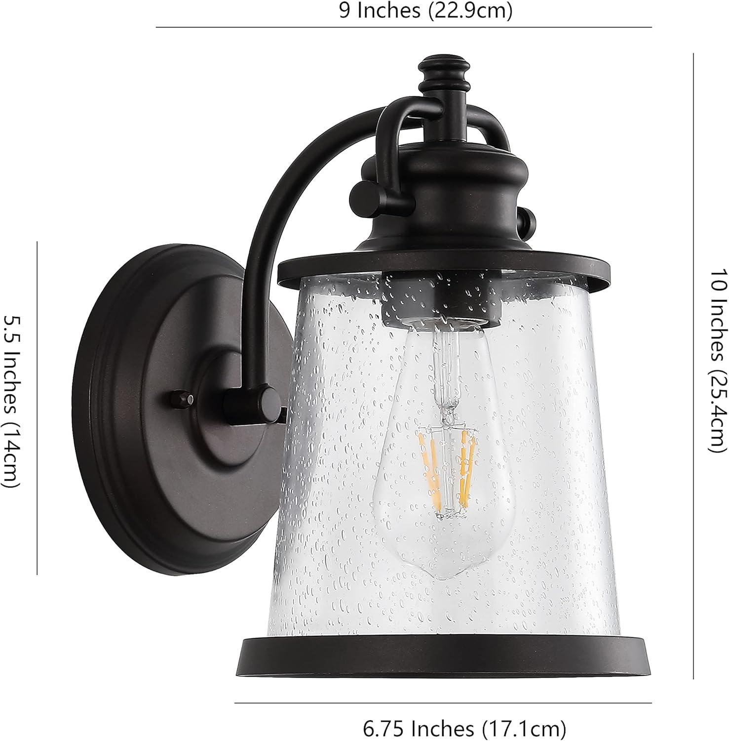 imageJONATHAN Y JYL7605A Marais 675quot IronSeeded Glass Vintage Rustic LED Outdoor Lantern Industrial Cottage French Country Transitional Garage Patio Porch Doorway Entryway Front Door Oil Rubbed Bronze