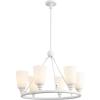 JONATHAN Y JYL5800A Denis 27.5″ 6-Light Modern Minimalist Iron/Glass LED Chandelier for Dining Room, Entryway, Living Room, Office, Bedroom, White