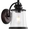 JONATHAN Y JYL7605A Marais 6.75″ Iron/Seeded Glass Vintage Rustic LED Outdoor Lantern Industrial Cottage French Country Transitional Garage Patio Porch Doorway Entryway Front Door, Oil Rubbed Bronze