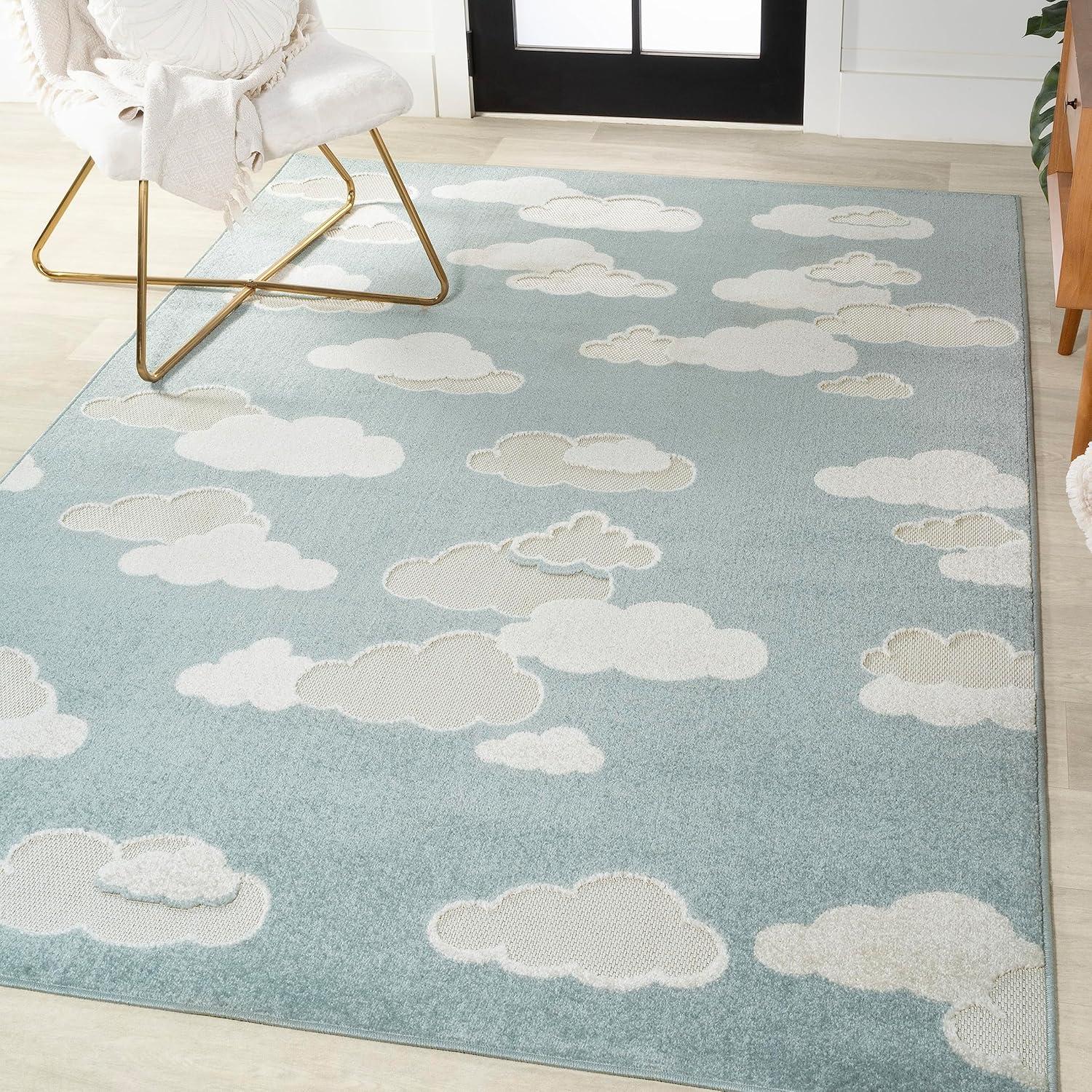 imageJONATHAN Y Hedwig HighLow Cloud Blue 3x5 IndoorOutdoor Area Rug Youth Scandi Kids Modern Cottage Transitional for BedroomKitchenLiving RoomNon SheddingEasyWashing SCN105A3BlueIvory