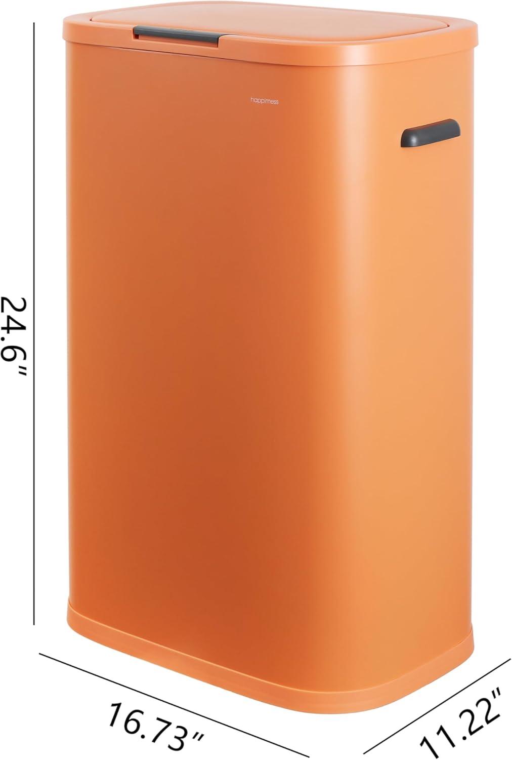 imagehappimess HPM1017E Tammi Kitchen 145Gallon Slim Metal Push Button Trash Can for Home Kitchen Laundry Room Office Bedroom Bathroom Pistachio GelatoCarrot Cake