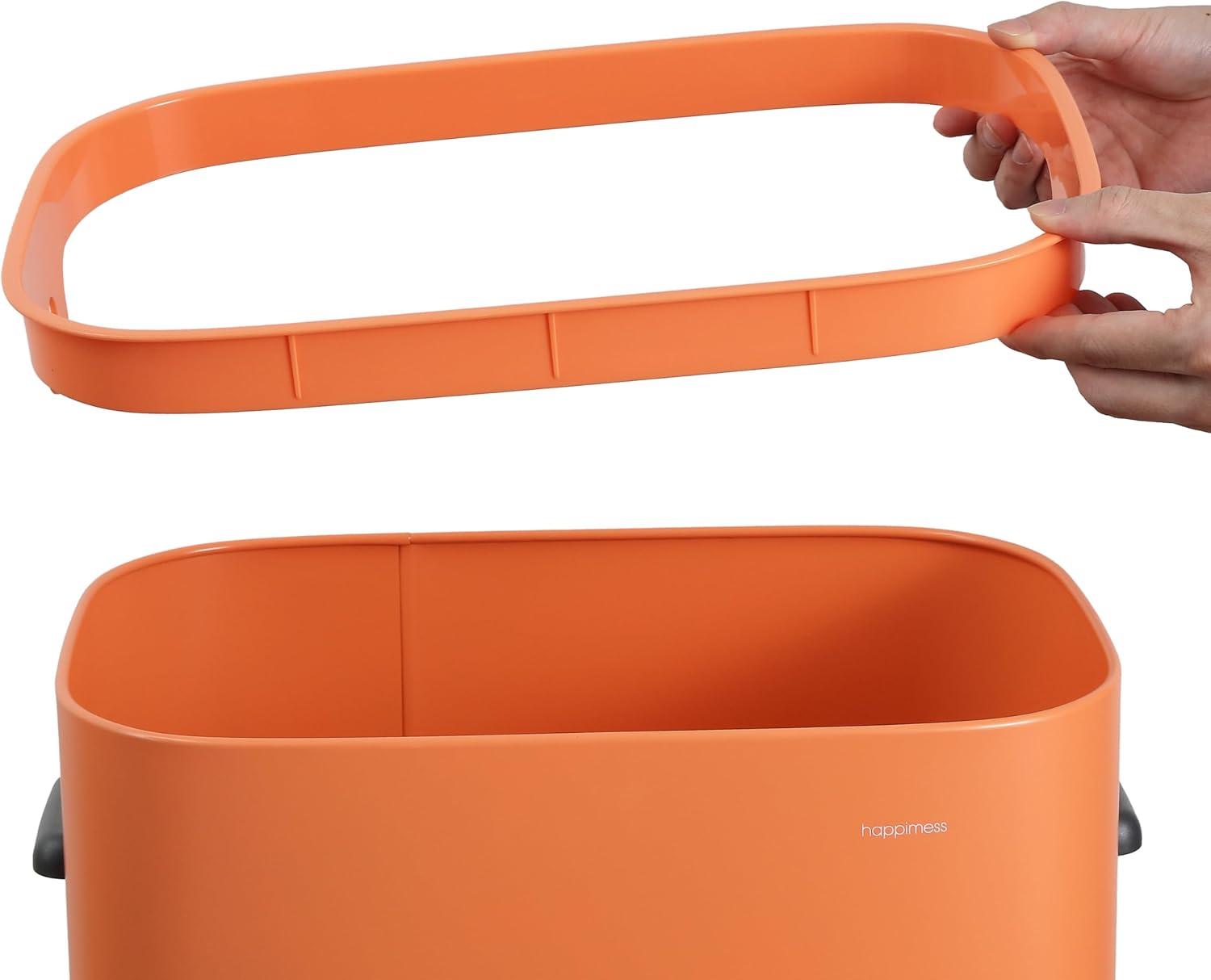 imagehappimess HPM1017E Tammi Kitchen 145Gallon Slim Metal Push Button Trash Can for Home Kitchen Laundry Room Office Bedroom Bathroom Pistachio GelatoCarrot Cake