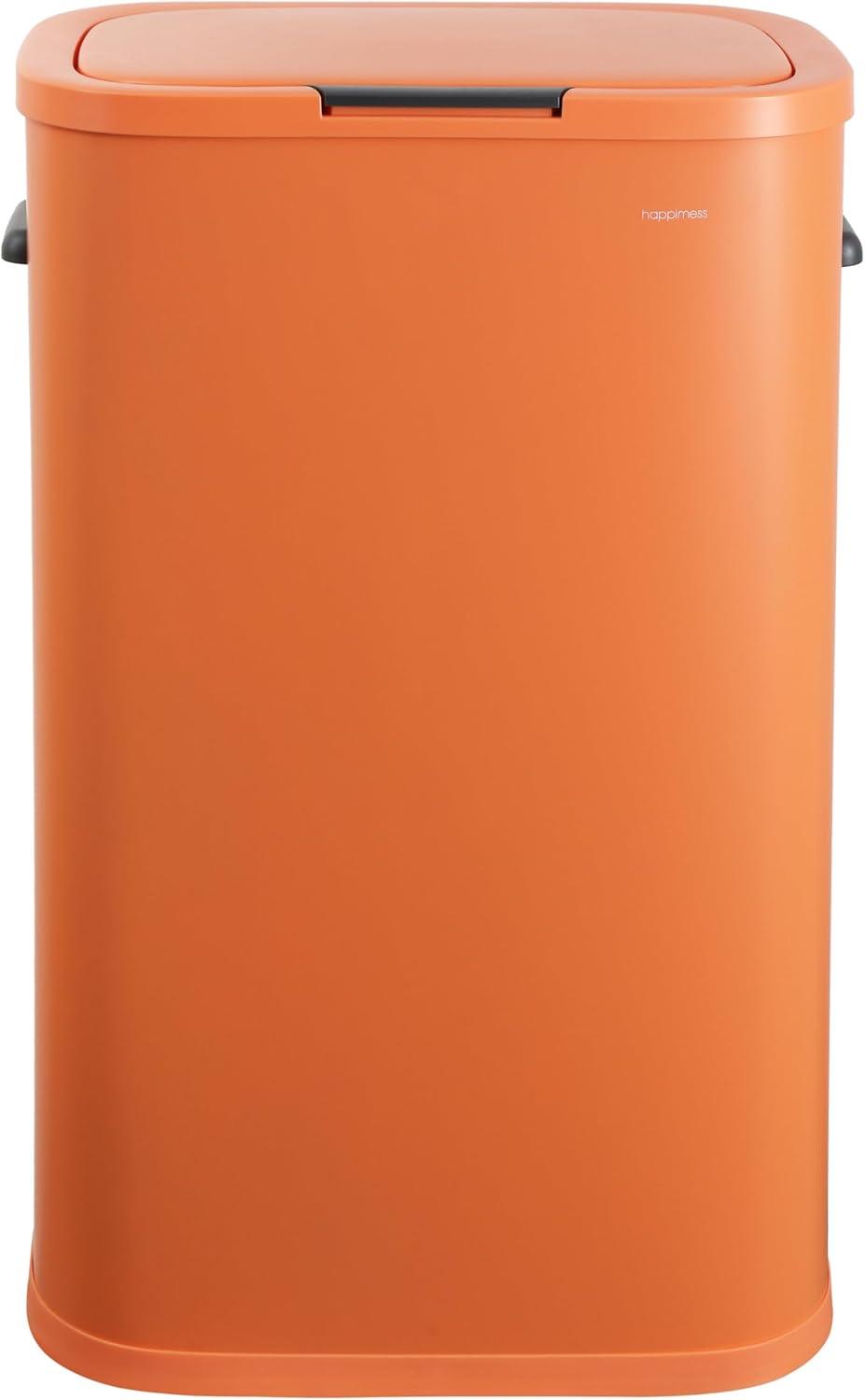 imagehappimess HPM1017E Tammi Kitchen 145Gallon Slim Metal Push Button Trash Can for Home Kitchen Laundry Room Office Bedroom Bathroom Pistachio GelatoCarrot Cake