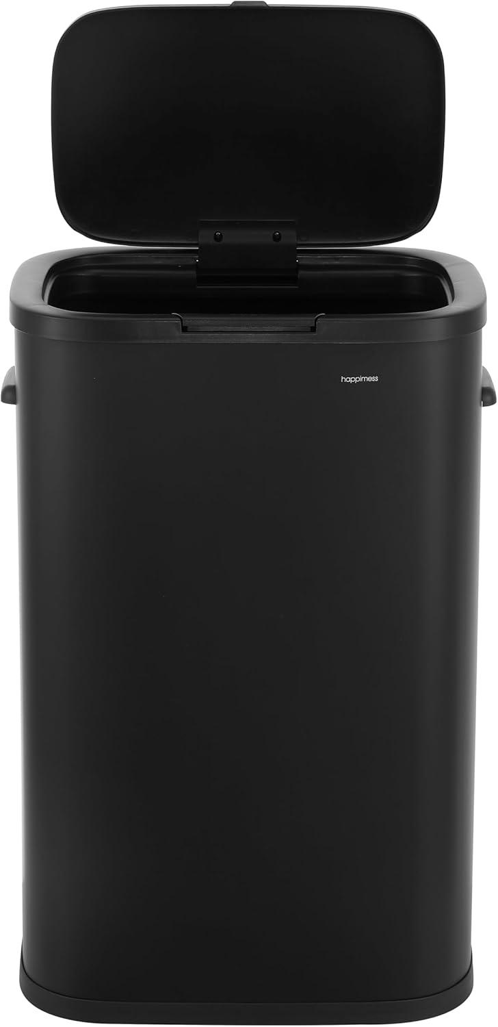 imagehappimess HPM1017E Tammi Kitchen 145Gallon Slim Metal Push Button Trash Can for Home Kitchen Laundry Room Office Bedroom Bathroom Pistachio GelatoCharcoal Black