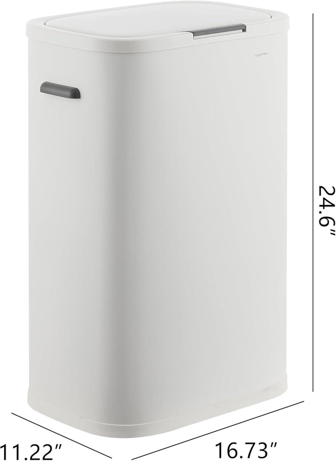 imagehappimess HPM1017E Tammi Kitchen 145Gallon Slim Metal Push Button Trash Can for Home Kitchen Laundry Room Office Bedroom Bathroom Pistachio GelatoCotton White