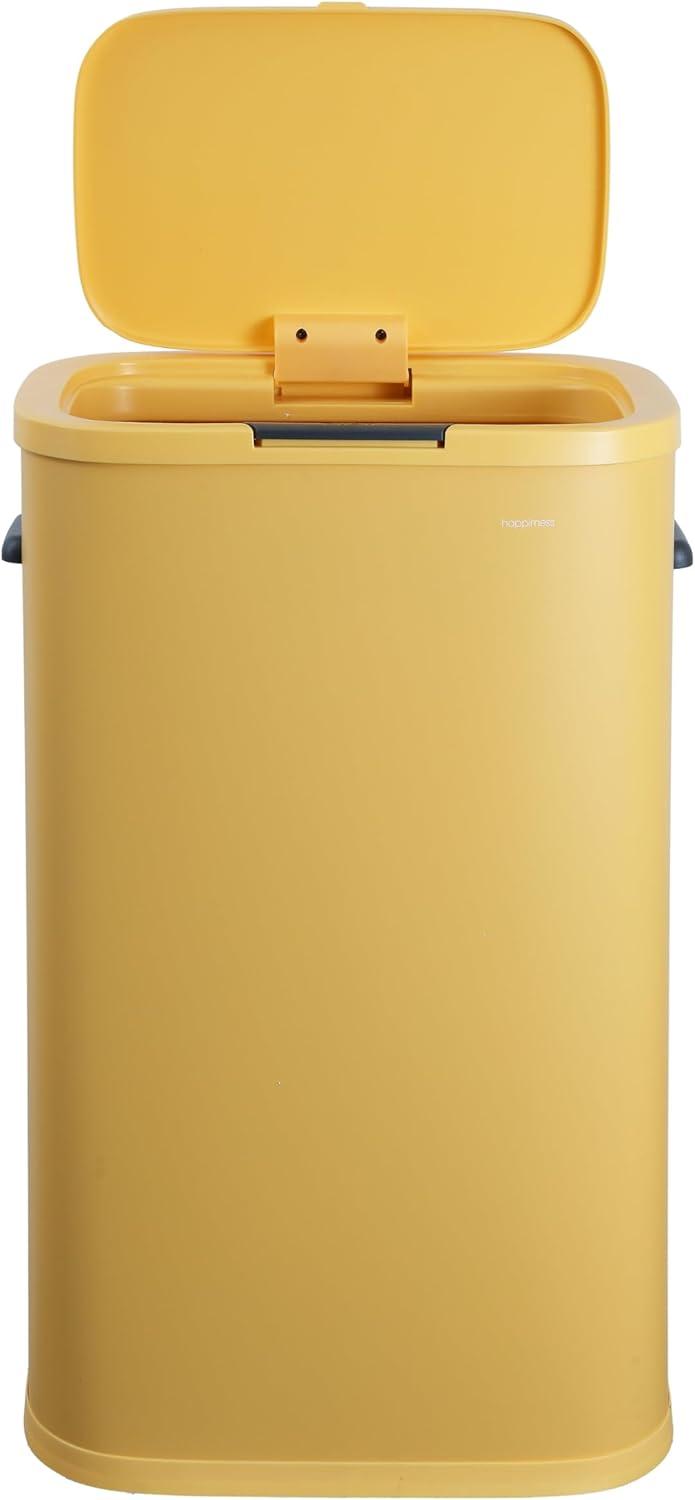 imagehappimess HPM1017E Tammi Kitchen 145Gallon Slim Metal Push Button Trash Can for Home Kitchen Laundry Room Office Bedroom Bathroom Pistachio GelatoDaffodil Yellow