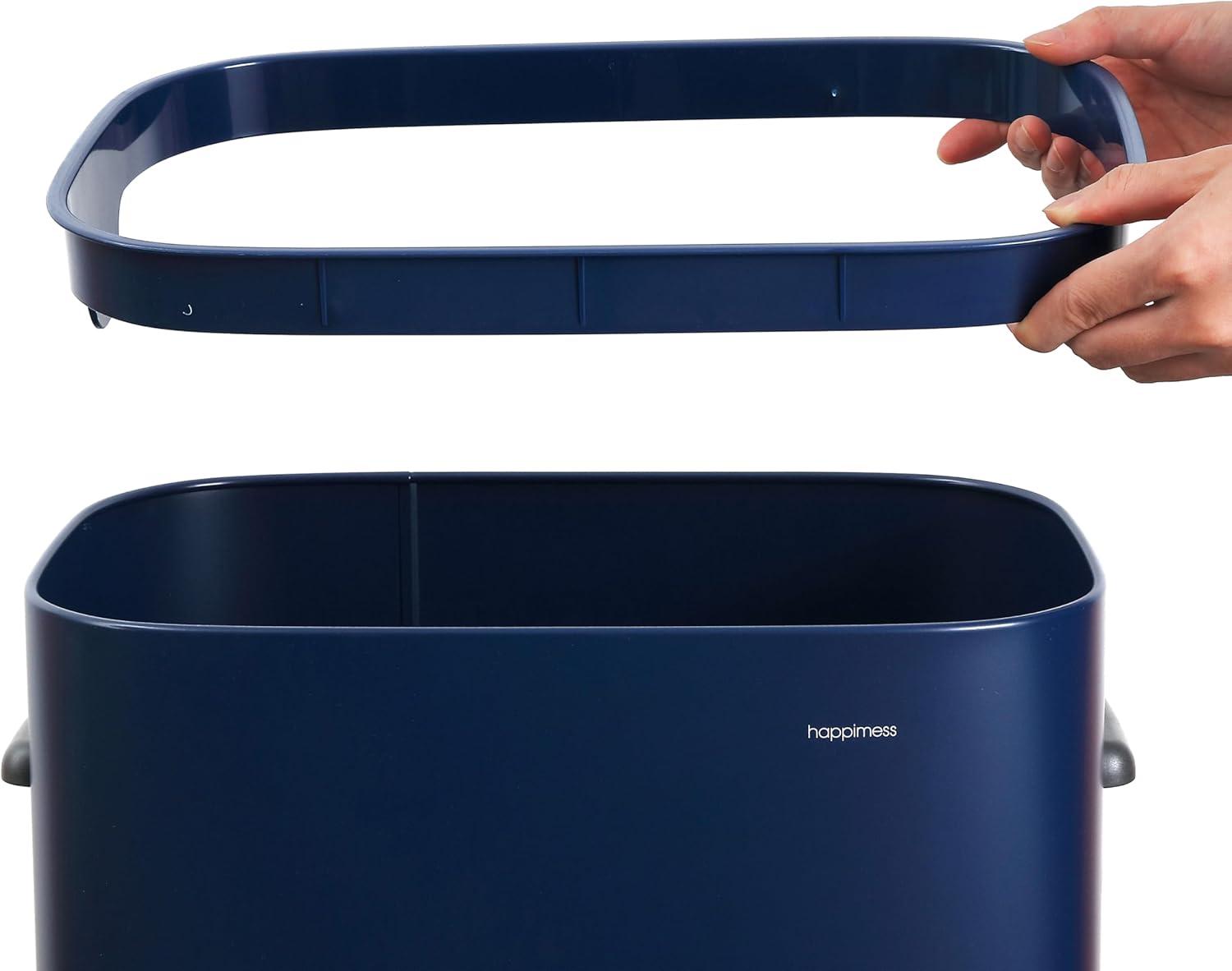 imagehappimess HPM1017E Tammi Kitchen 145Gallon Slim Metal Push Button Trash Can for Home Kitchen Laundry Room Office Bedroom Bathroom Pistachio GelatoDenim Blue