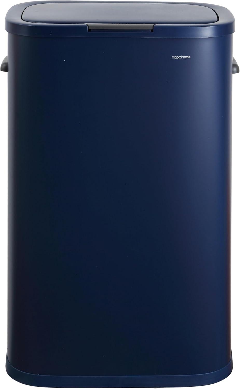 imagehappimess HPM1017E Tammi Kitchen 145Gallon Slim Metal Push Button Trash Can for Home Kitchen Laundry Room Office Bedroom Bathroom Pistachio GelatoDenim Blue