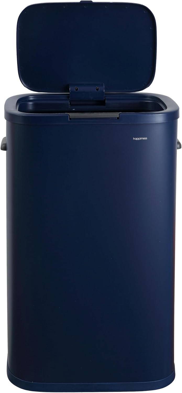 imagehappimess HPM1017E Tammi Kitchen 145Gallon Slim Metal Push Button Trash Can for Home Kitchen Laundry Room Office Bedroom Bathroom Pistachio GelatoDenim Blue