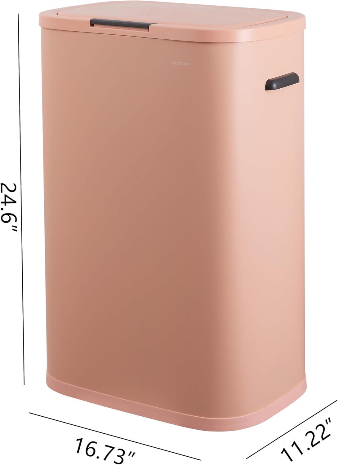imagehappimess HPM1017E Tammi Kitchen 145Gallon Slim Metal Push Button Trash Can for Home Kitchen Laundry Room Office Bedroom Bathroom Pistachio GelatoFlamingo Pink