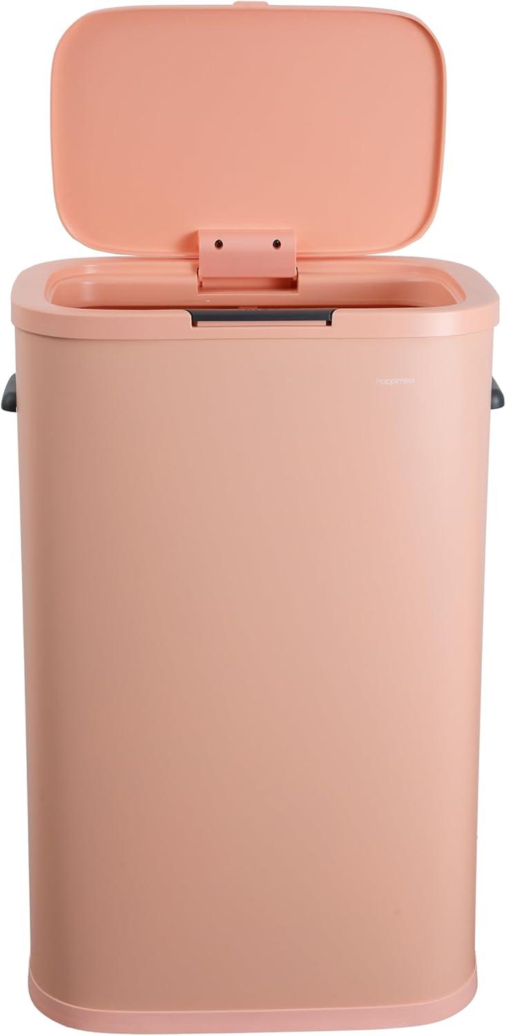 imagehappimess HPM1017E Tammi Kitchen 145Gallon Slim Metal Push Button Trash Can for Home Kitchen Laundry Room Office Bedroom Bathroom Pistachio GelatoFlamingo Pink