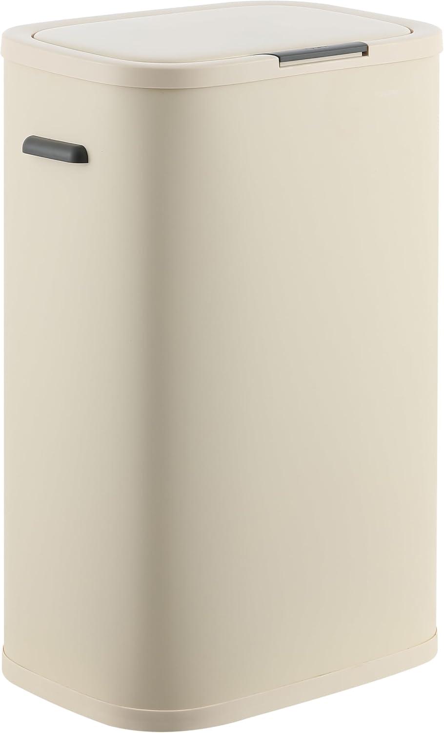 imagehappimess HPM1017E Tammi Kitchen 145Gallon Slim Metal Push Button Trash Can for Home Kitchen Laundry Room Office Bedroom Bathroom Pistachio GelatoLimestone Beige