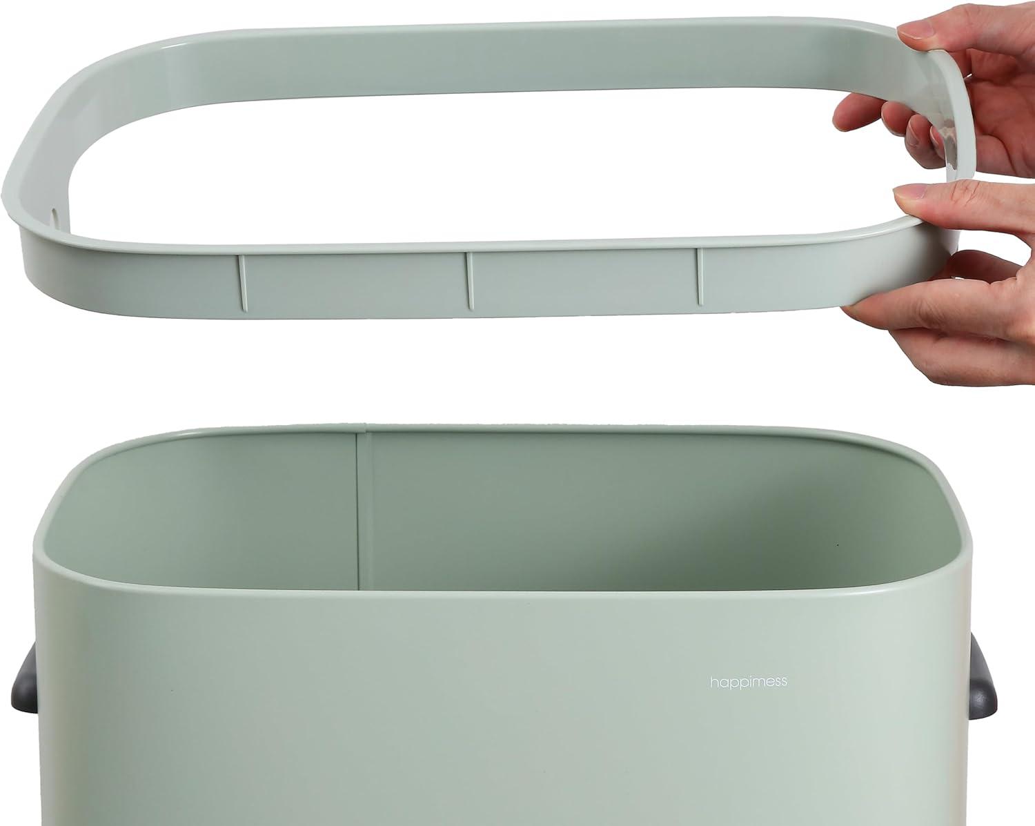 imagehappimess HPM1017E Tammi Kitchen 145Gallon Slim Metal Push Button Trash Can for Home Kitchen Laundry Room Office Bedroom Bathroom Pistachio GelatoPistachio Gelato