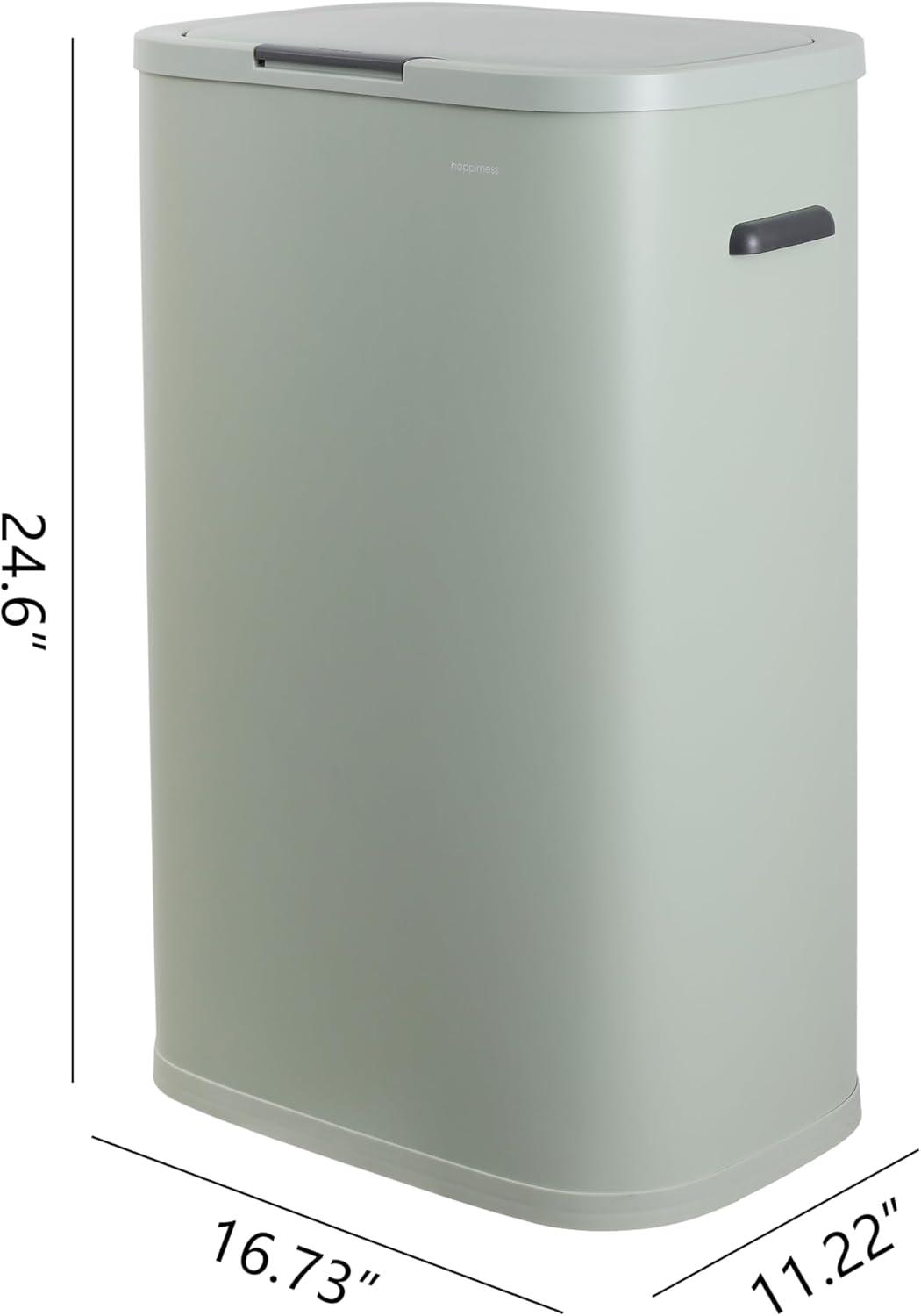 imagehappimess HPM1017E Tammi Kitchen 145Gallon Slim Metal Push Button Trash Can for Home Kitchen Laundry Room Office Bedroom Bathroom Pistachio GelatoPistachio Gelato