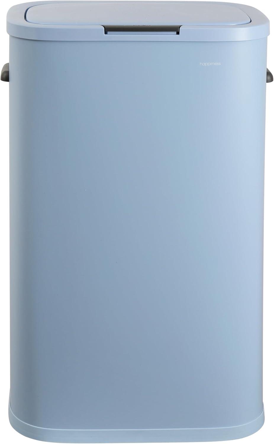 imagehappimess HPM1017E Tammi Kitchen 145Gallon Slim Metal Push Button Trash Can for Home Kitchen Laundry Room Office Bedroom Bathroom Pistachio GelatoTide Pool Blue