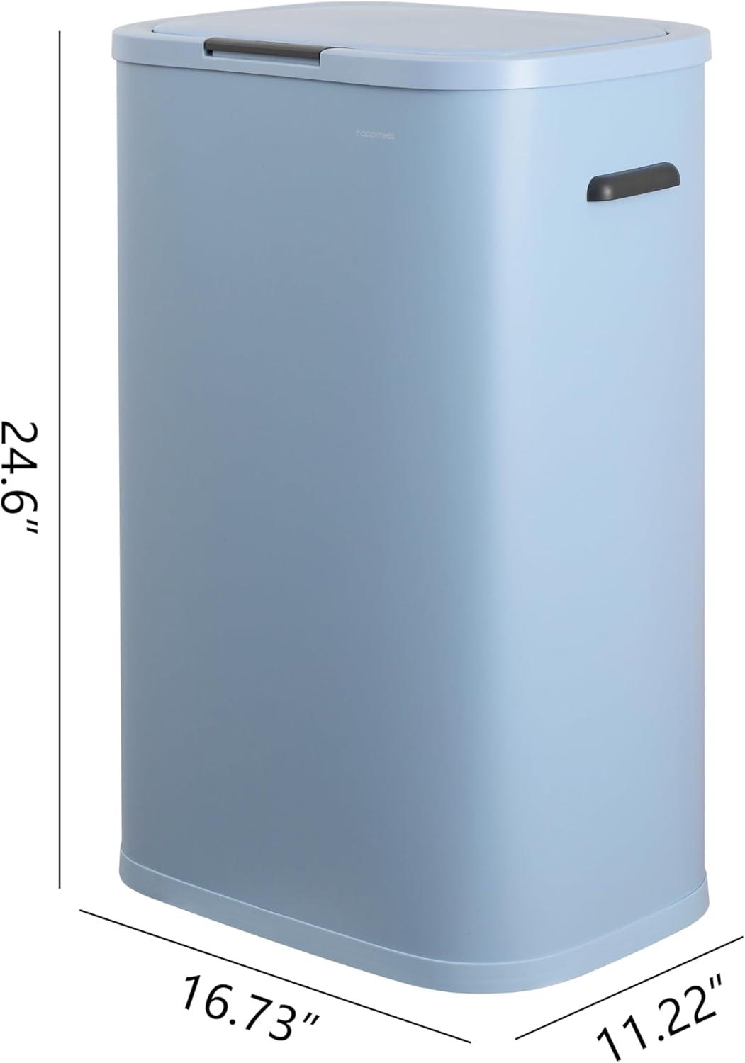 imagehappimess HPM1017E Tammi Kitchen 145Gallon Slim Metal Push Button Trash Can for Home Kitchen Laundry Room Office Bedroom Bathroom Pistachio GelatoTide Pool Blue