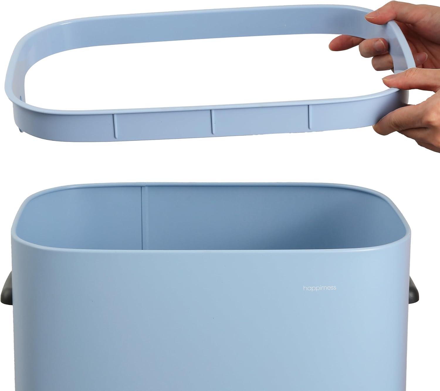 imagehappimess HPM1017E Tammi Kitchen 145Gallon Slim Metal Push Button Trash Can for Home Kitchen Laundry Room Office Bedroom Bathroom Pistachio GelatoTide Pool Blue