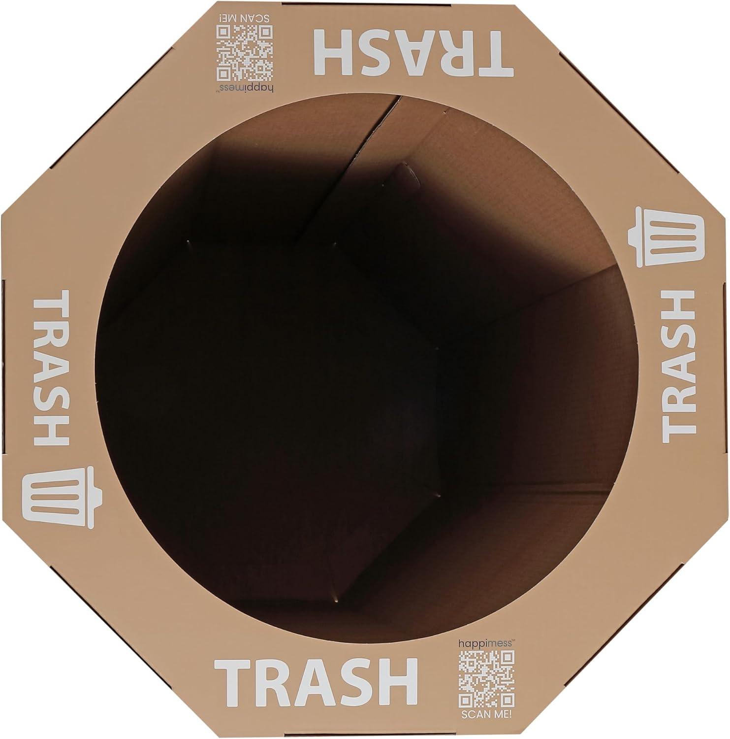 imagehappimess HPM1300FSET2 Fleur 25Gallon Traditional Classic Disposable Corrugated Cardboard Event Trash Can and Recycling Bin for Home Kitchen Laundry Room Bathroom Limestone Beige Set of 2Brown