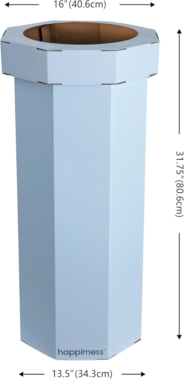 imagehappimess HPM1300FSET2 Fleur 25Gallon Traditional Classic Disposable Corrugated Cardboard Event Trash Can and Recycling Bin for Home Kitchen Laundry Room Bathroom Limestone Beige Set of 2Tide Pool Blue