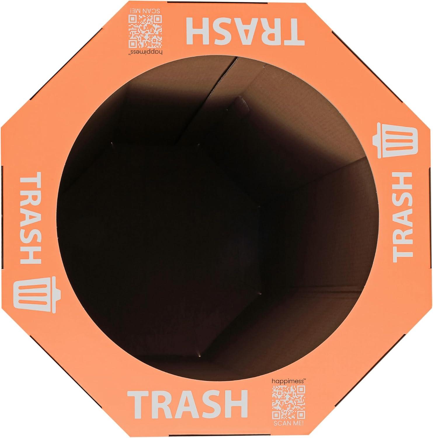 imagehappimess HPM1300FSET2 Fleur 25Gallon Traditional Classic Disposable Corrugated Cardboard Event Trash Can and Recycling Bin for Home Kitchen Laundry Room Bathroom Limestone Beige Set of 2Carrot Cake