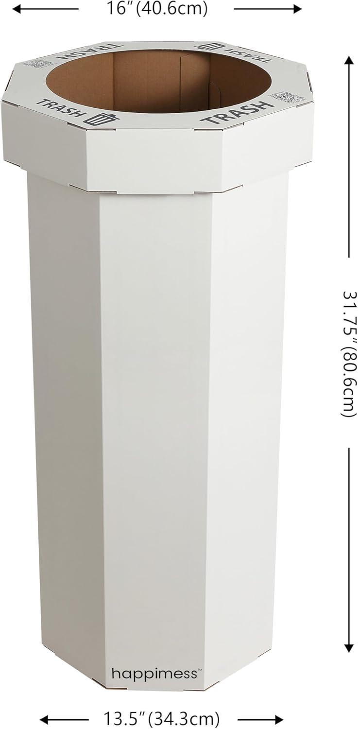 imagehappimess HPM1300FSET2 Fleur 25Gallon Traditional Classic Disposable Corrugated Cardboard Event Trash Can and Recycling Bin for Home Kitchen Laundry Room Bathroom Limestone Beige Set of 2Limestone Beige