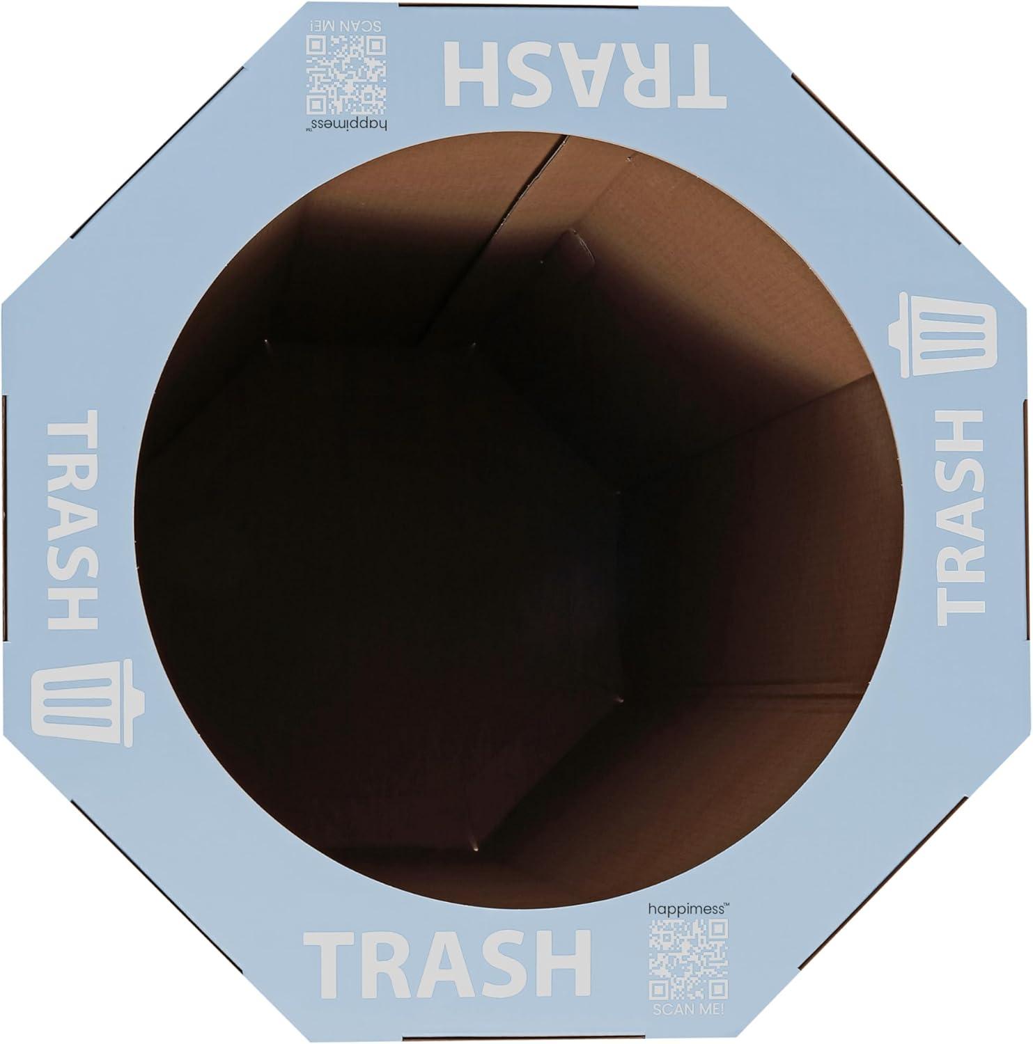 imagehappimess HPM1300FSET2 Fleur 25Gallon Traditional Classic Disposable Corrugated Cardboard Event Trash Can and Recycling Bin for Home Kitchen Laundry Room Bathroom Limestone Beige Set of 2Bridal Blue