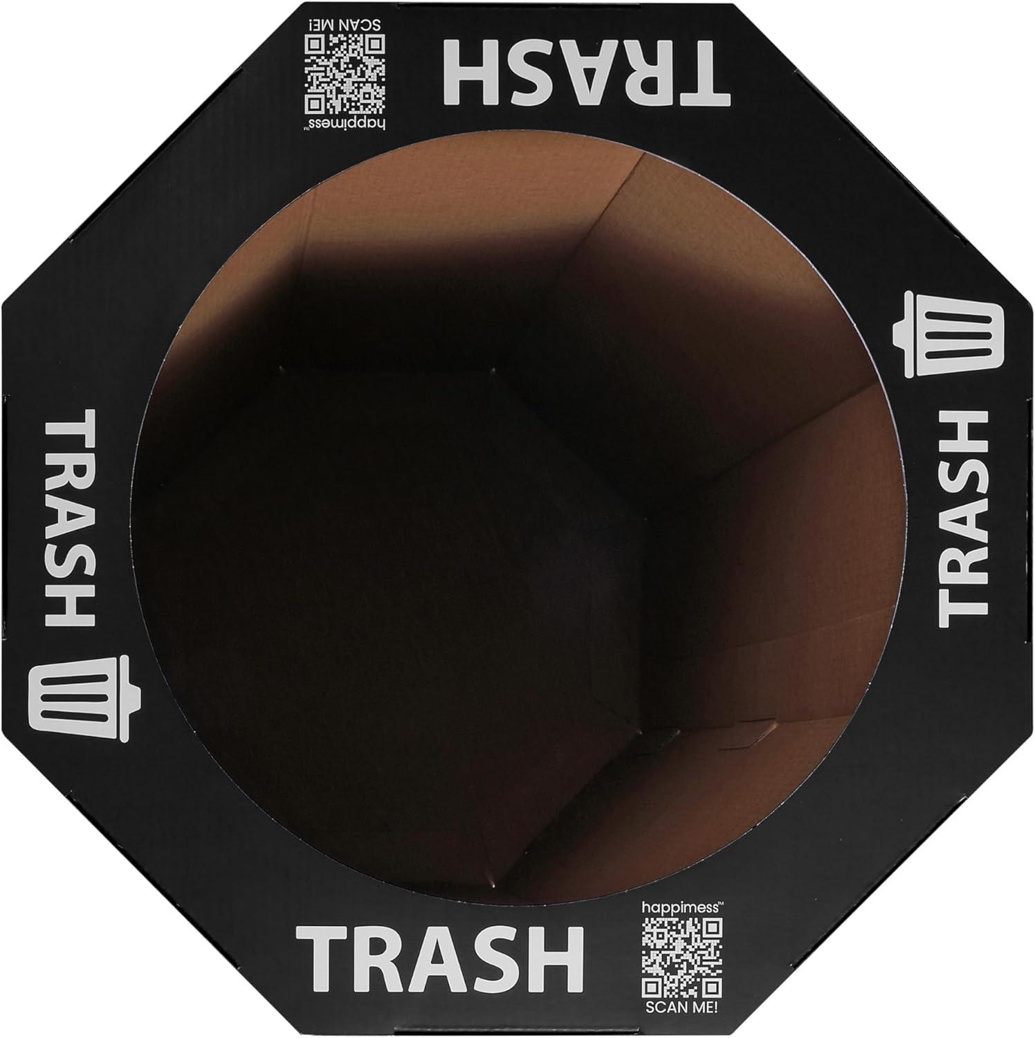 imagehappimess HPM1300FSET2 Fleur 25Gallon Traditional Classic Disposable Corrugated Cardboard Event Trash Can and Recycling Bin for Home Kitchen Laundry Room Bathroom Limestone Beige Set of 2Bridal Black