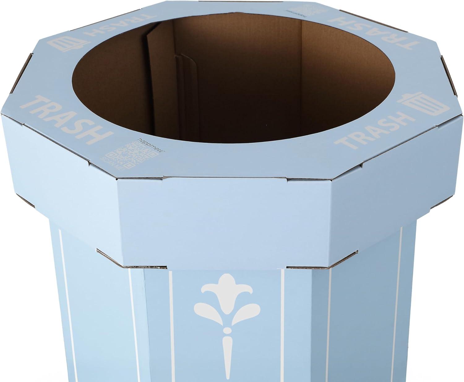 imagehappimess HPM1300FSET2 Fleur 25Gallon Traditional Classic Disposable Corrugated Cardboard Event Trash Can and Recycling Bin for Home Kitchen Laundry Room Bathroom Limestone Beige Set of 2Bridal Blue