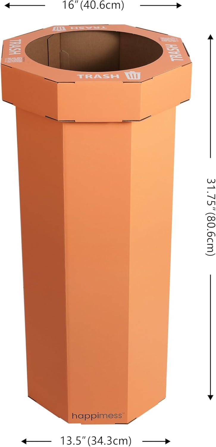 imagehappimess HPM1300FSET2 Fleur 25Gallon Traditional Classic Disposable Corrugated Cardboard Event Trash Can and Recycling Bin for Home Kitchen Laundry Room Bathroom Limestone Beige Set of 2Carrot Cake