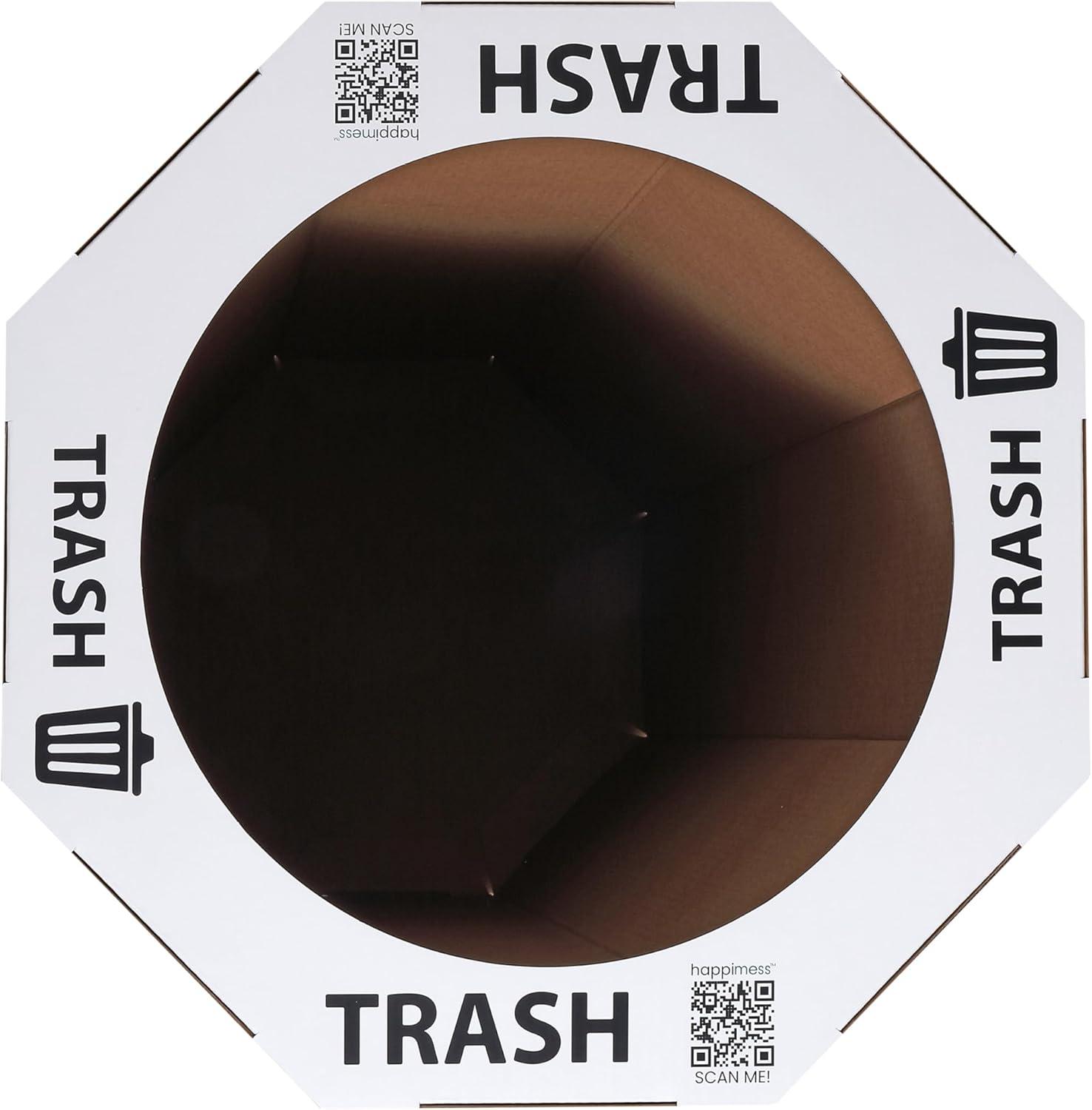 imagehappimess HPM1300FSET2 Fleur 25Gallon Traditional Classic Disposable Corrugated Cardboard Event Trash Can and Recycling Bin for Home Kitchen Laundry Room Bathroom Limestone Beige Set of 2Cotton White