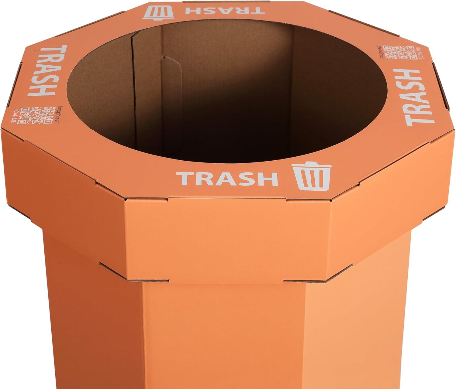 imagehappimess HPM1300FSET2 Fleur 25Gallon Traditional Classic Disposable Corrugated Cardboard Event Trash Can and Recycling Bin for Home Kitchen Laundry Room Bathroom Limestone Beige Set of 2Carrot Cake