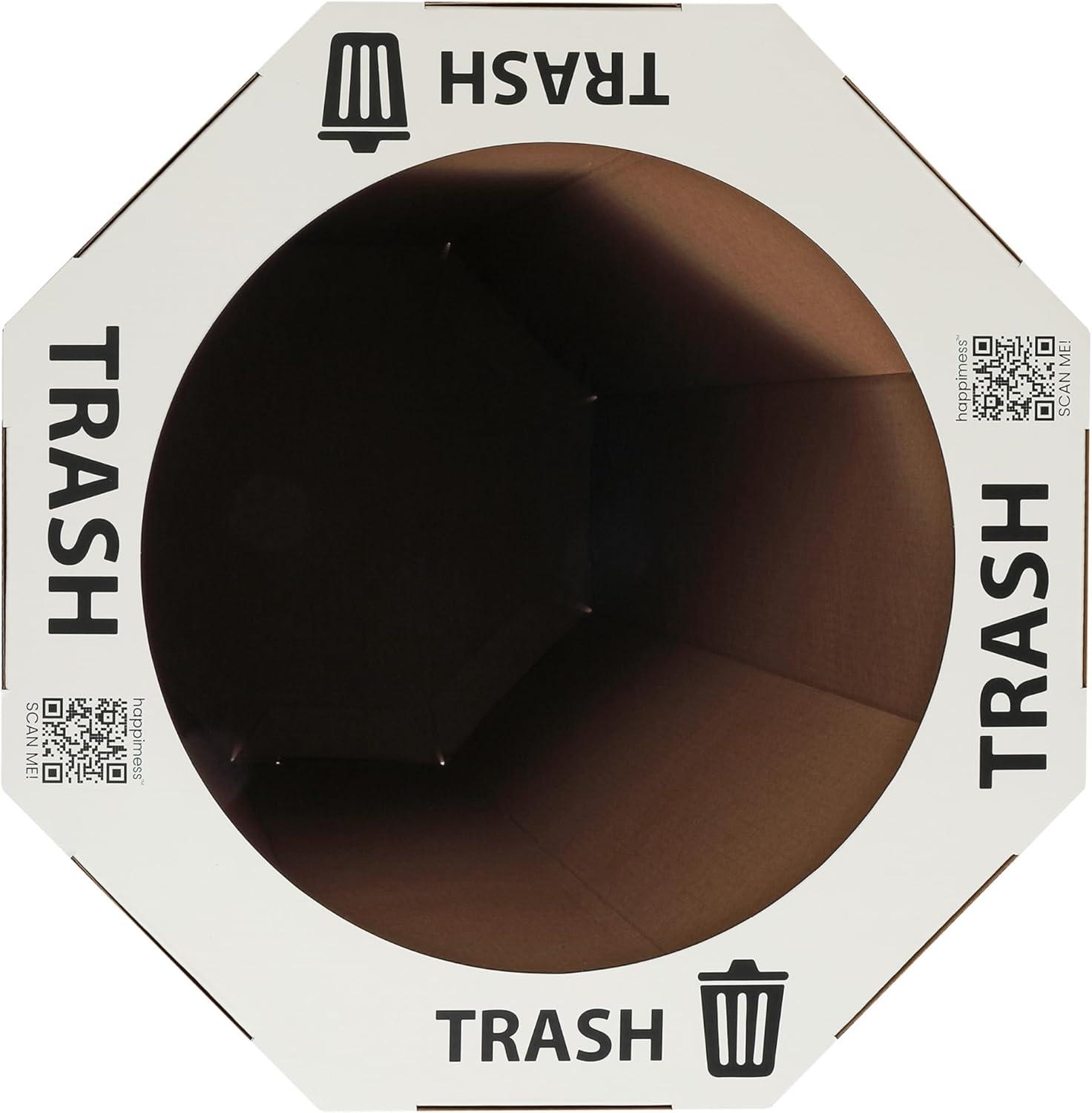 imagehappimess HPM1300FSET2 Fleur 25Gallon Traditional Classic Disposable Corrugated Cardboard Event Trash Can and Recycling Bin for Home Kitchen Laundry Room Bathroom Limestone Beige Set of 2Bridal Ivory