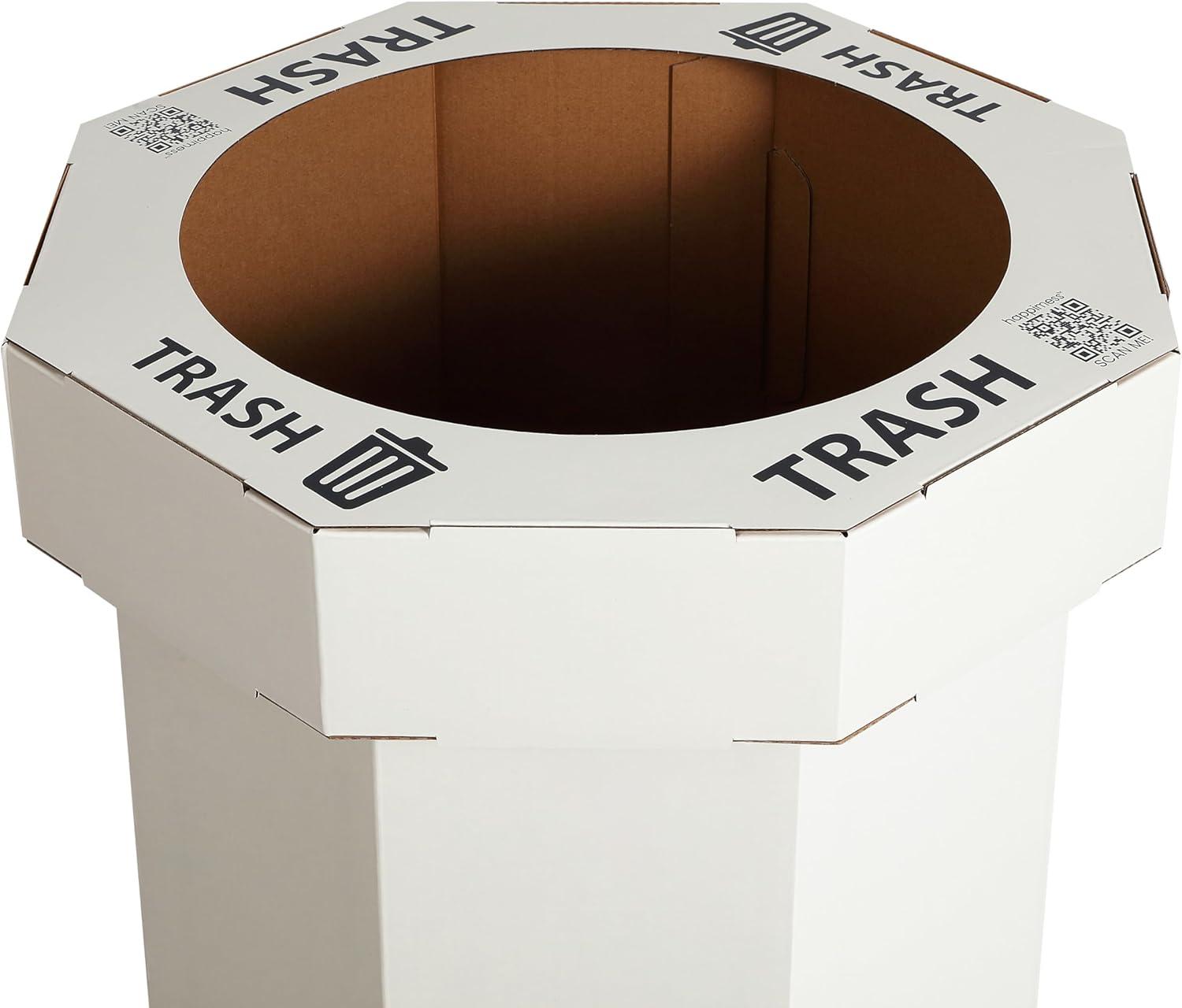 imagehappimess HPM1300FSET2 Fleur 25Gallon Traditional Classic Disposable Corrugated Cardboard Event Trash Can and Recycling Bin for Home Kitchen Laundry Room Bathroom Limestone Beige Set of 2Limestone Beige