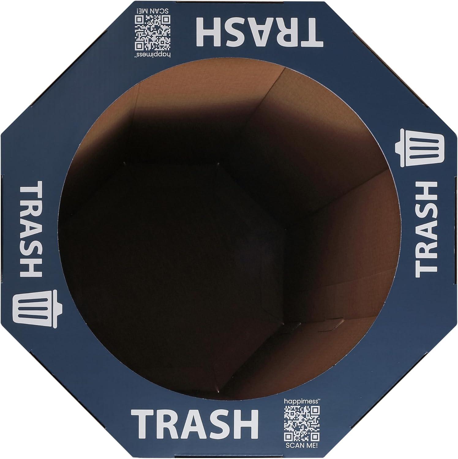 imagehappimess HPM1300FSET2 Fleur 25Gallon Traditional Classic Disposable Corrugated Cardboard Event Trash Can and Recycling Bin for Home Kitchen Laundry Room Bathroom Limestone Beige Set of 2Denim Blue