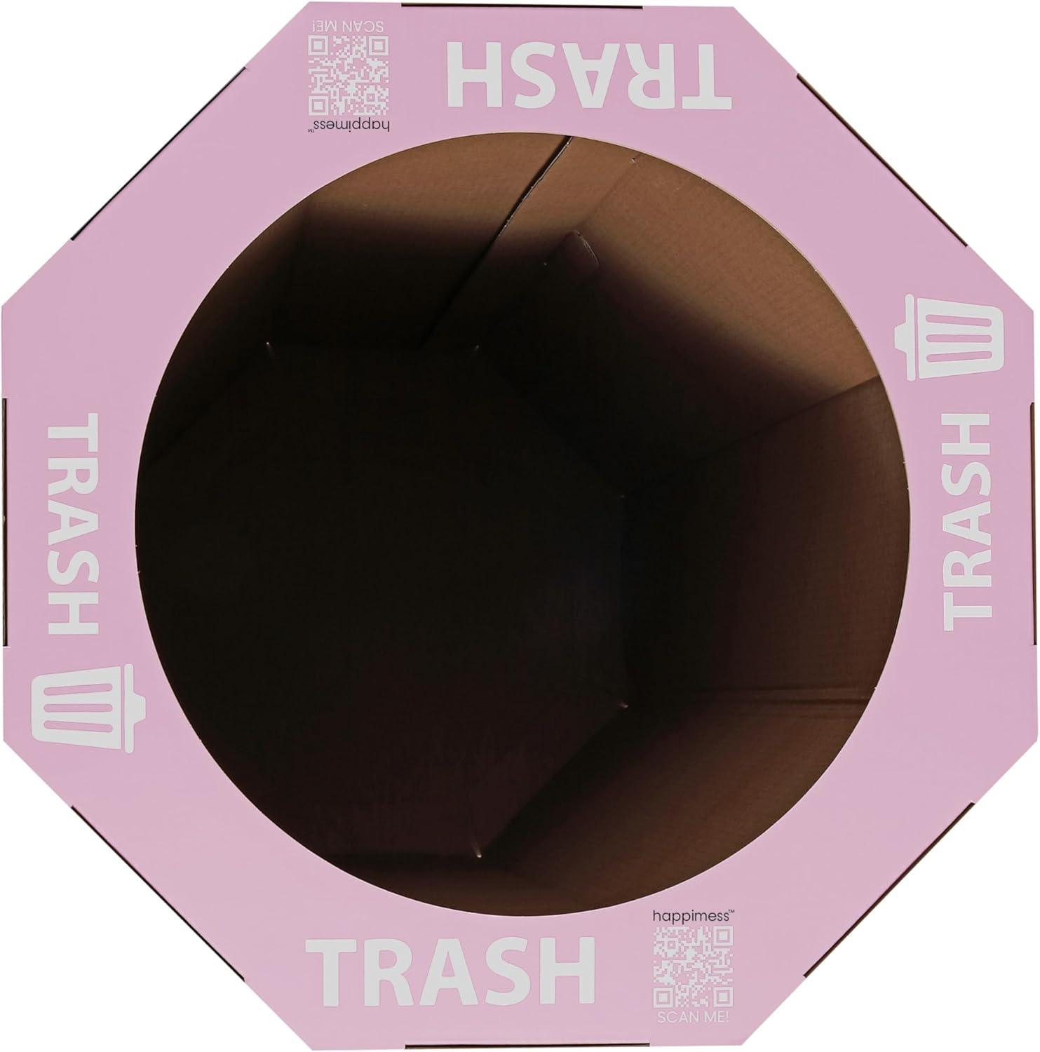 imagehappimess HPM1300FSET2 Fleur 25Gallon Traditional Classic Disposable Corrugated Cardboard Event Trash Can and Recycling Bin for Home Kitchen Laundry Room Bathroom Limestone Beige Set of 2Bridal Pink