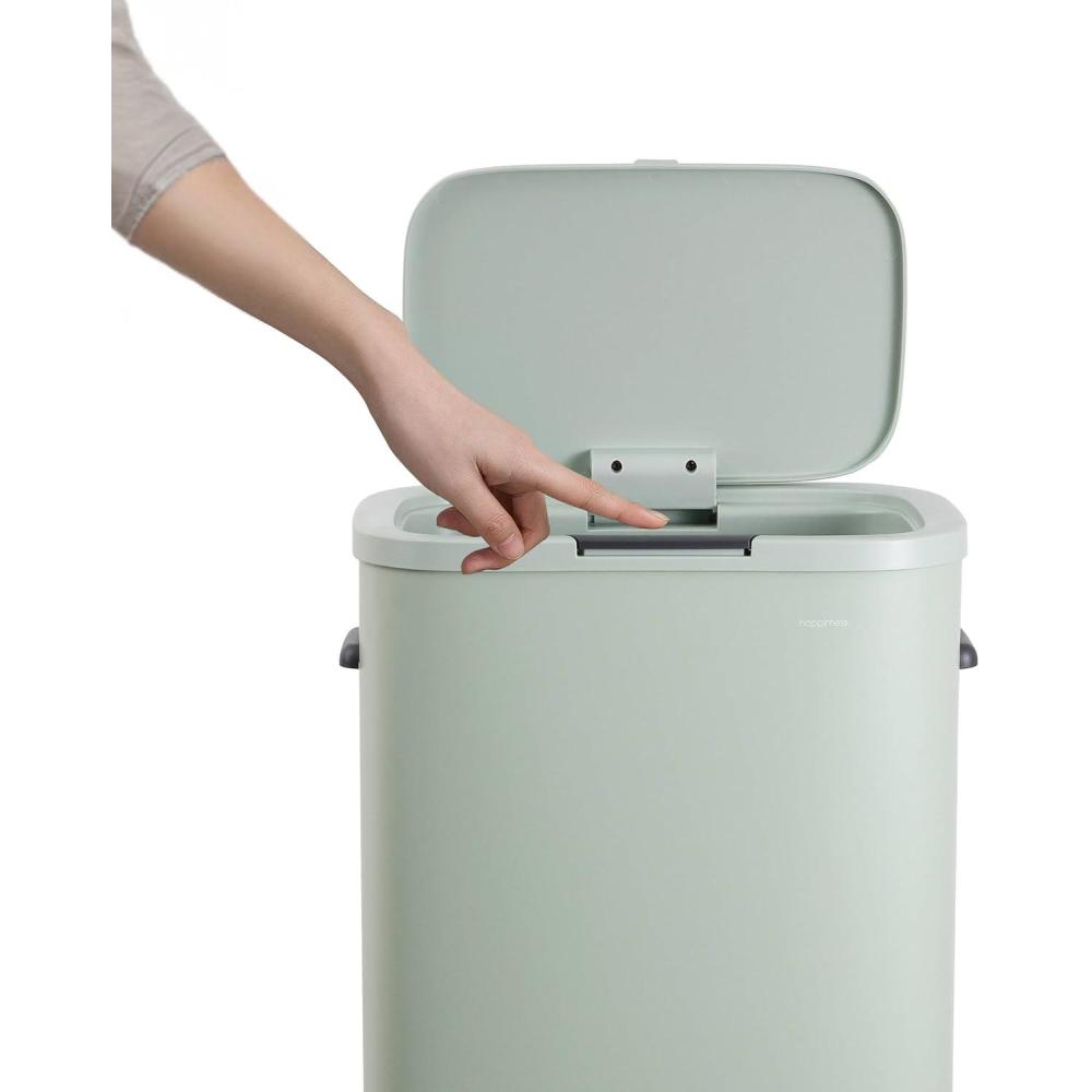 imagehappimess HPM1017E Tammi Kitchen 145Gallon Slim Metal Push Button Trash Can for Home Kitchen Laundry Room Office Bedroom Bathroom Pistachio GelatoPistachio Gelato