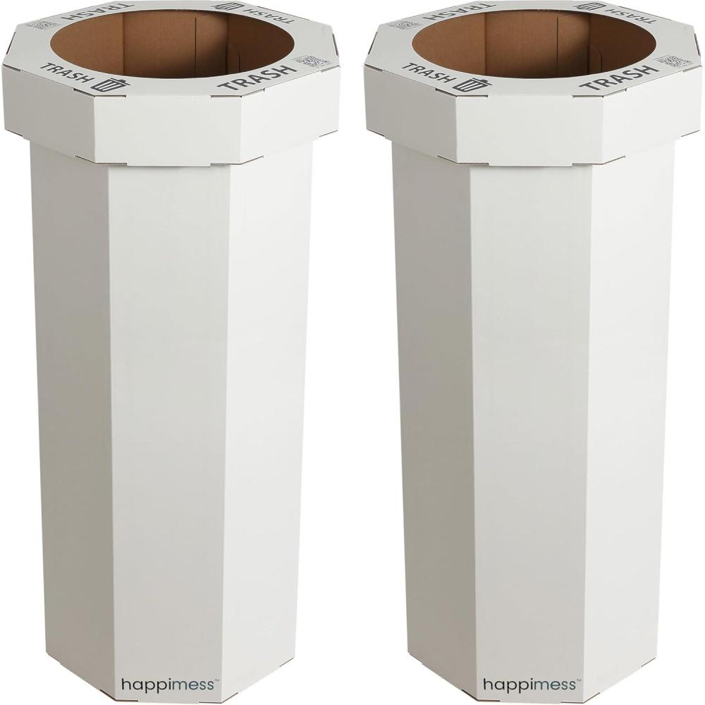 imagehappimess HPM1300FSET2 Fleur 25Gallon Traditional Classic Disposable Corrugated Cardboard Event Trash Can and Recycling Bin for Home Kitchen Laundry Room Bathroom Limestone Beige Set of 2Limestone Beige