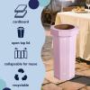 happimess HPM1300F-SET2 Fleur 25-Gallon Traditional Classic Disposable Corrugated Cardboard Event Trash Can and Recycling Bin for Home, Kitchen, Laundry Room, Bathroom, Limestone Beige (Set of 2)(Bridal Pink)