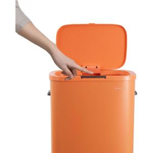 happimess HPM1017E Tammi Kitchen 14.5-Gallon Slim Metal Push Button Trash Can for Home, Kitchen, Laundry Room, Office, Bedroom, Bathroom, Pistachio Gelato(Carrot Cake)