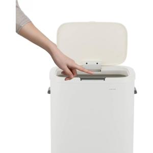 happimess HPM1017E Tammi Kitchen 14.5-Gallon Slim Metal Push Button Trash Can for Home, Kitchen, Laundry Room, Office, Bedroom, Bathroom, Pistachio Gelato(Cotton White)