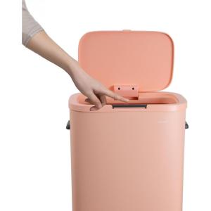 happimess HPM1017E Tammi Kitchen 14.5-Gallon Slim Metal Push Button Trash Can for Home, Kitchen, Laundry Room, Office, Bedroom, Bathroom, Pistachio Gelato(Flamingo Pink)
