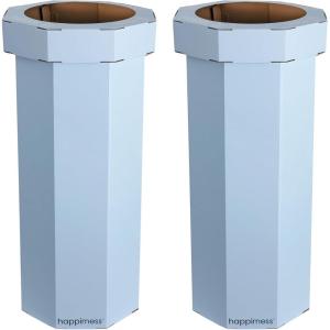 happimess HPM1300F-SET2 Fleur 25-Gallon Traditional Classic Disposable Corrugated Cardboard Event Trash Can and Recycling Bin for Home, Kitchen, Laundry Room, Bathroom, Limestone Beige (Set of 2)(Tide Pool Blue)