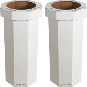 happimess HPM1300F-SET2 Fleur 25-Gallon Traditional Classic Disposable Corrugated Cardboard Event Trash Can and Recycling Bin for Home, Kitchen, Laundry Room, Bathroom, Limestone Beige (Set of 2)(Limestone Beige)