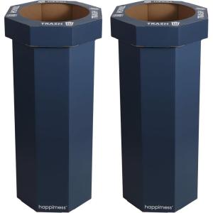 happimess HPM1300F-SET2 Fleur 25-Gallon Traditional Classic Disposable Corrugated Cardboard Event Trash Can and Recycling Bin for Home, Kitchen, Laundry Room, Bathroom, Limestone Beige (Set of 2)(Denim Blue)